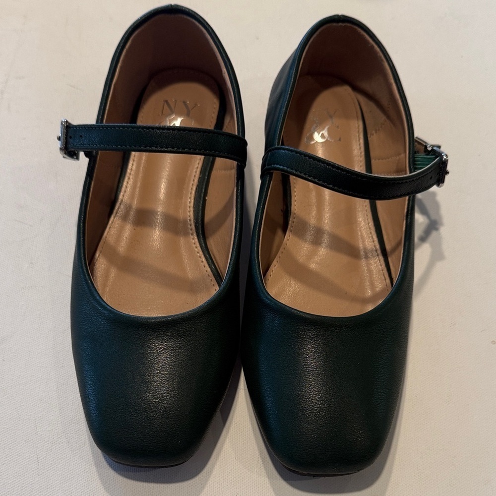 NYC Dark Green Kids Mary Jane Dress Shoes